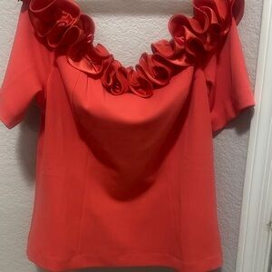 Adrianna Papell Scarlet Ruffle Top off shoulder